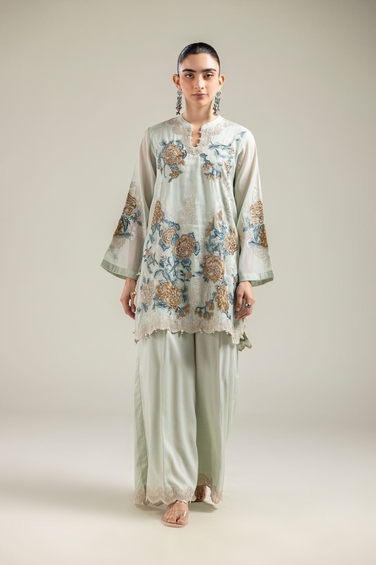 Paper Silk Mint Silk Kurta - 1-26-134-A-F-VG