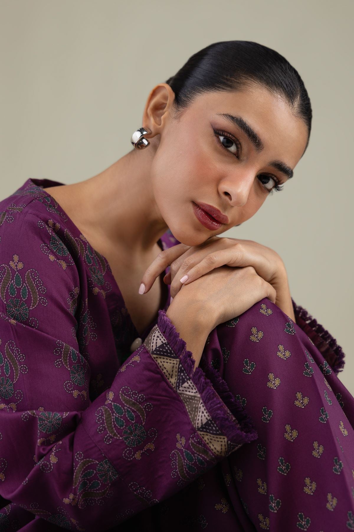 Printed Textured Weave Short Printed Kurta - 8-26-303-A-C1-VG
