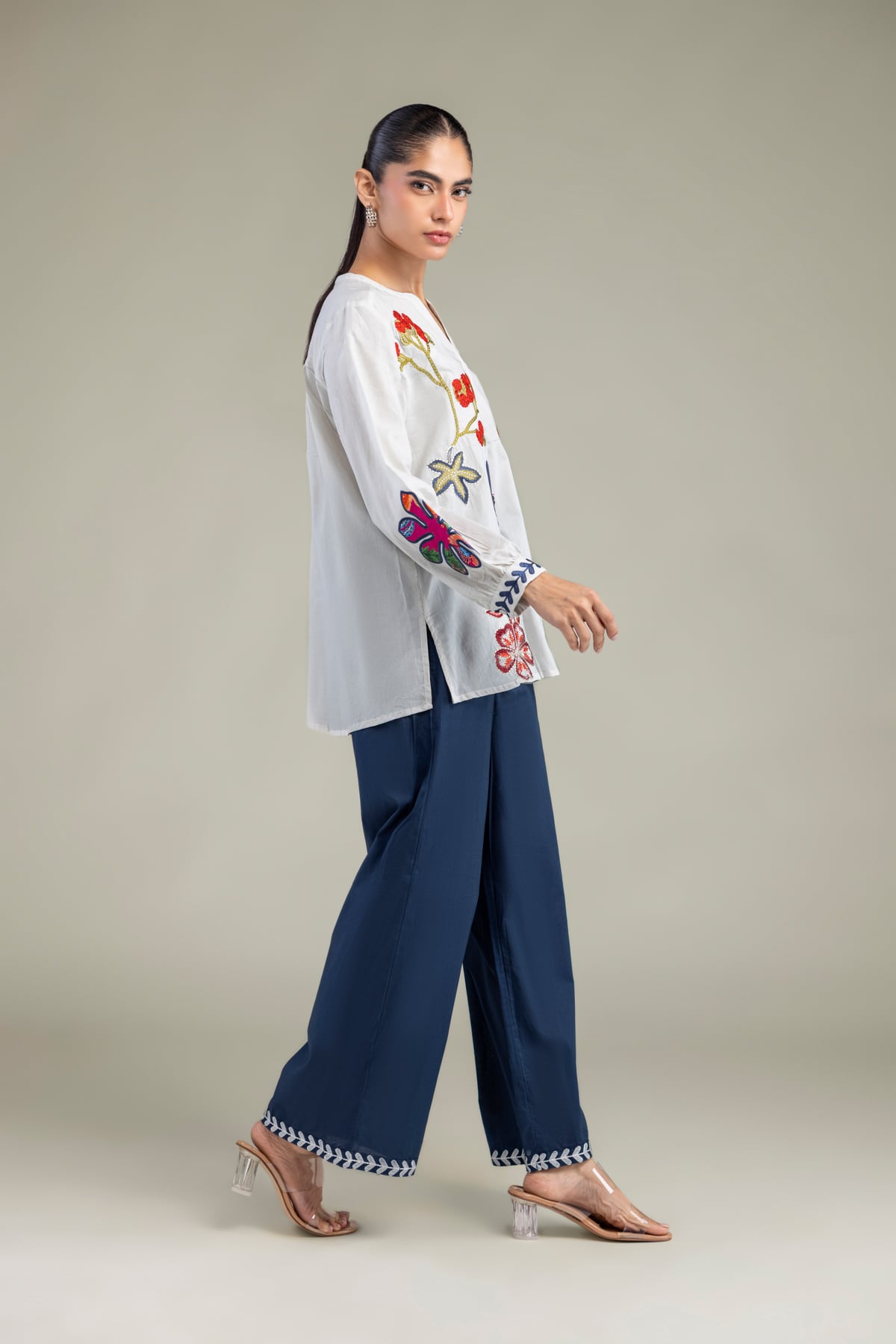 Dyed Cambric Navy Cambric Trousers - 1-26-102-A-F-VG