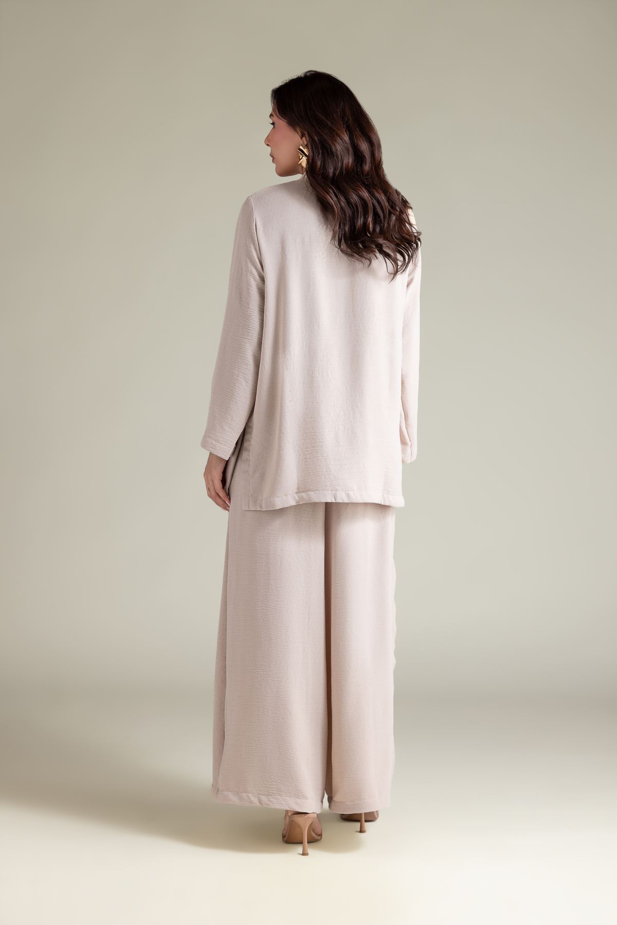 Dyed Blended Crinkle Solid Long Kurta - R-SB25056A-VG