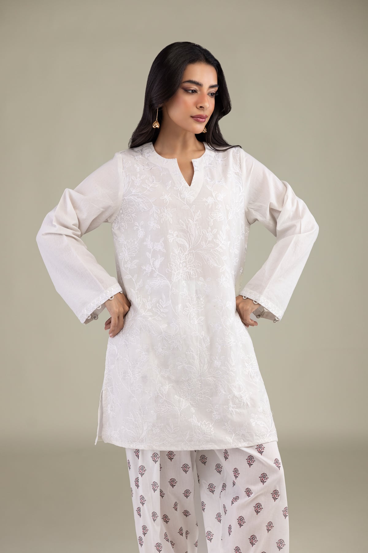 Embroidered Cambric Fabrics 2 Piece | Top and Bottom - A22-26-214FH1-VG