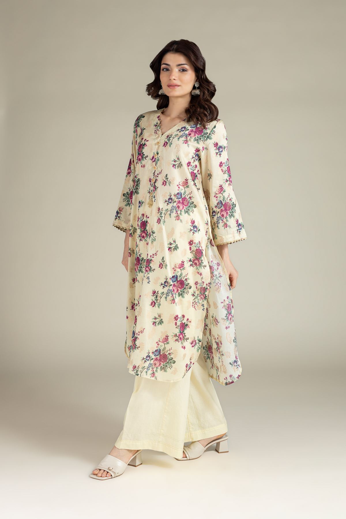 Printed Jacquard Tailored 2 Piece | Top and Bottom - T-A113-26-111EE1-VG