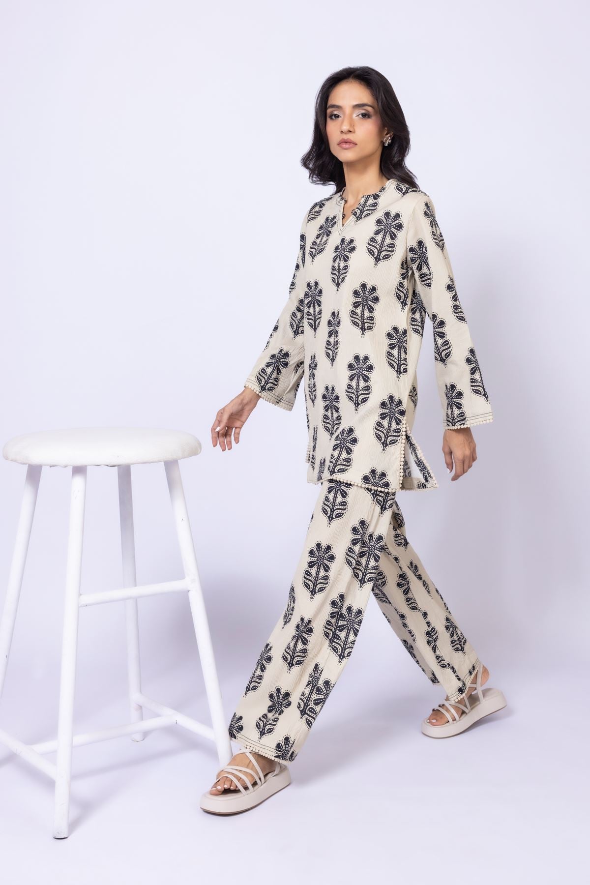Printed Cotton Crinkle Pants - 25-10-11E4-08TA-VG