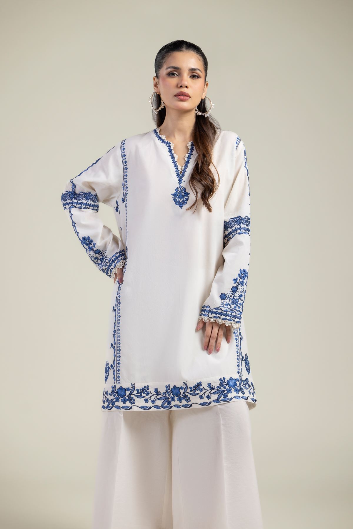 Embroidered Cotton Dobby Fabrics 2 Piece | Top and Bottom - A22-26-223FH2-VG