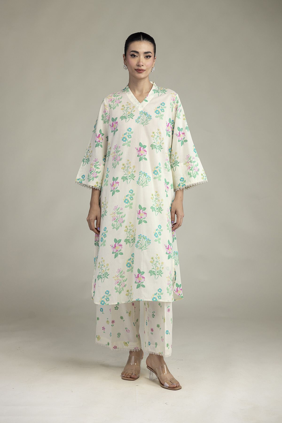 Printed Lawn Fabrics 2 Piece | Top and Bottom - A22-26-214FH1-VG