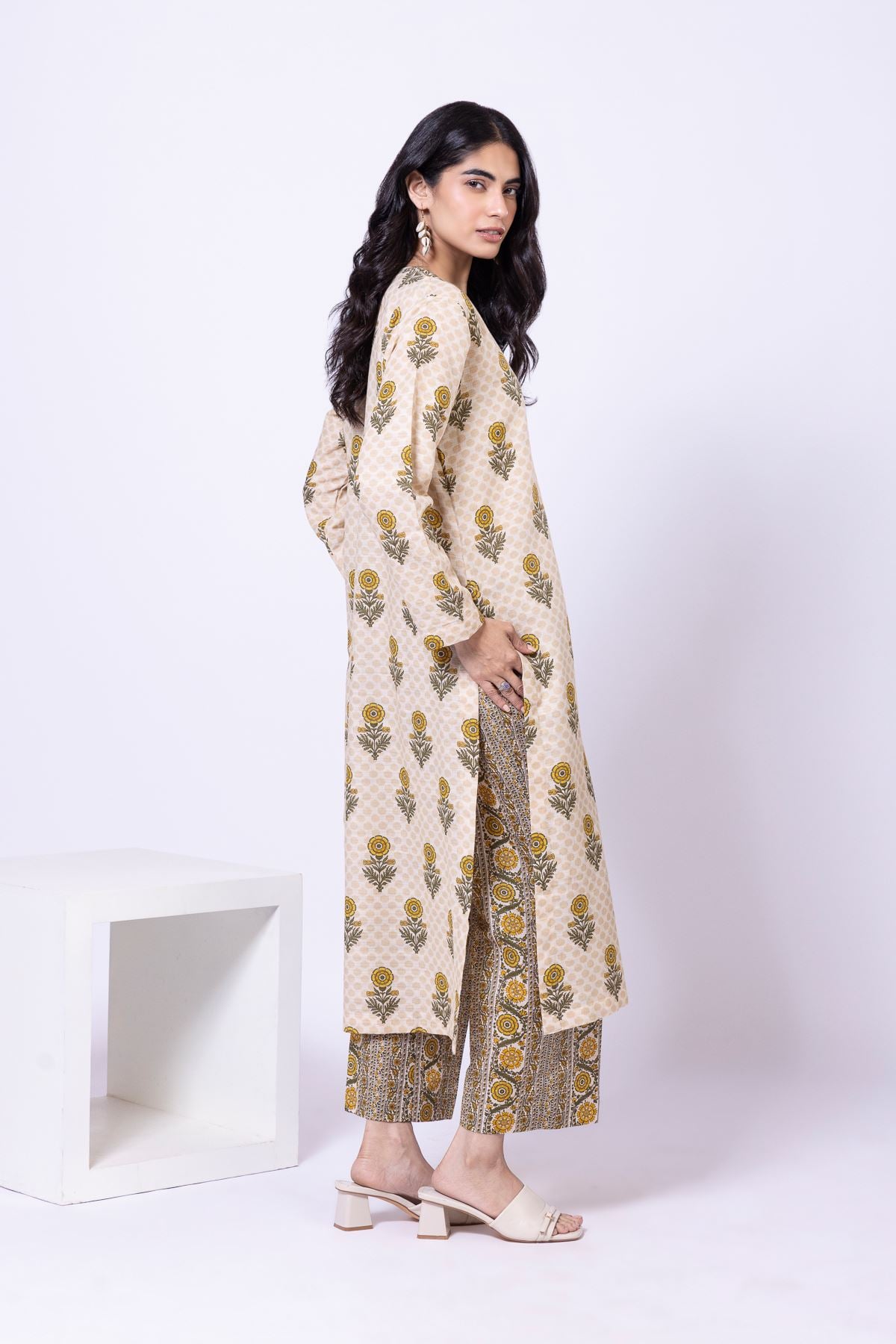 Printed Textured Cotton Pants - 25-09-11E3-09TA-VG