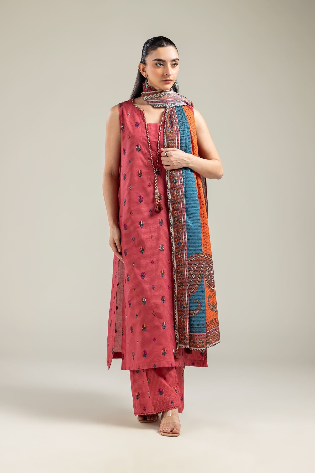 Embroidered Mesuri Embroidered Pants - 1-26-142-A-F-VG