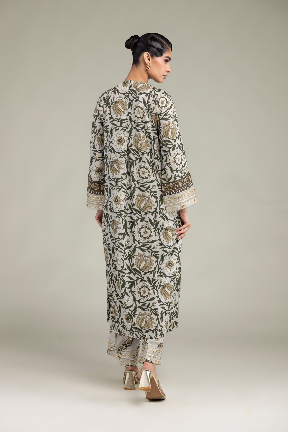 Embroidered Raw Silk Floral Silk Kurta - A22-26-214FH1-VG