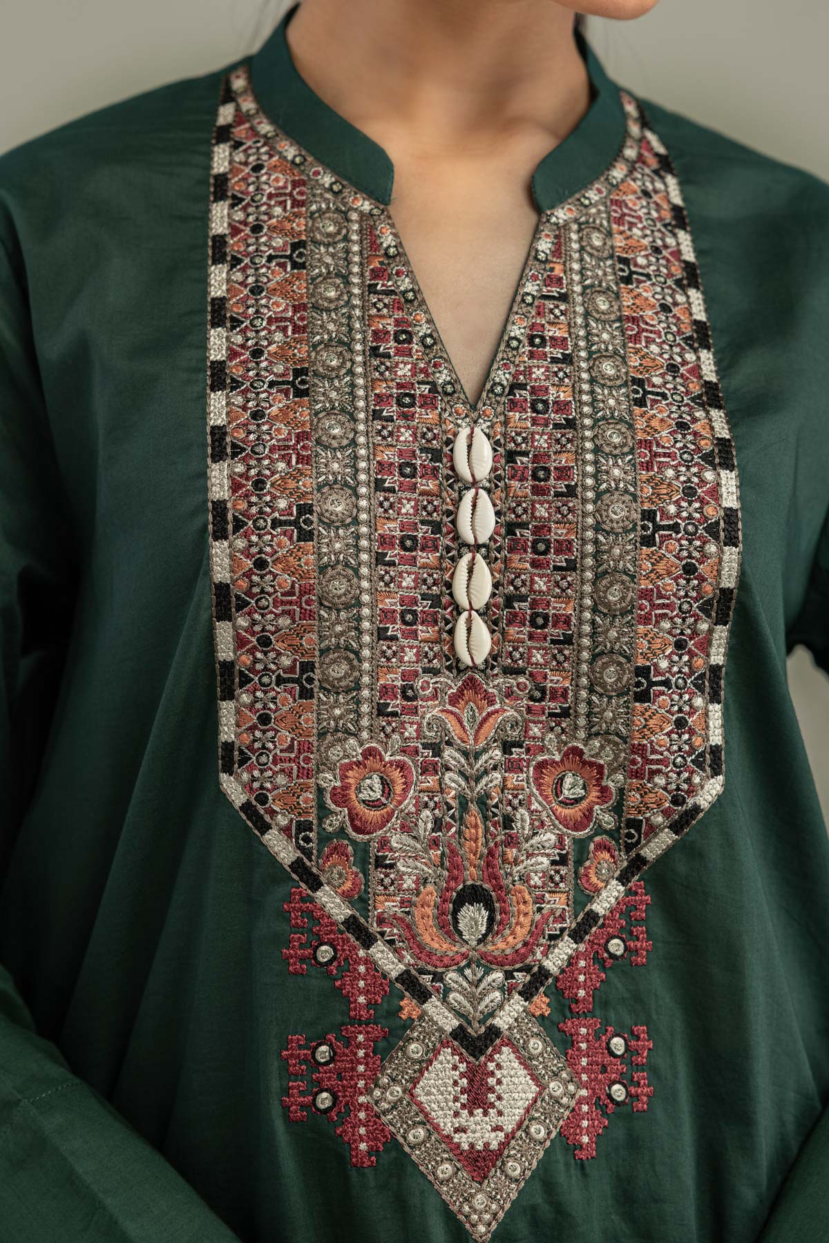 Embroidered Cambric Green Cambric Kurta - 1-26-102-A-F-VG