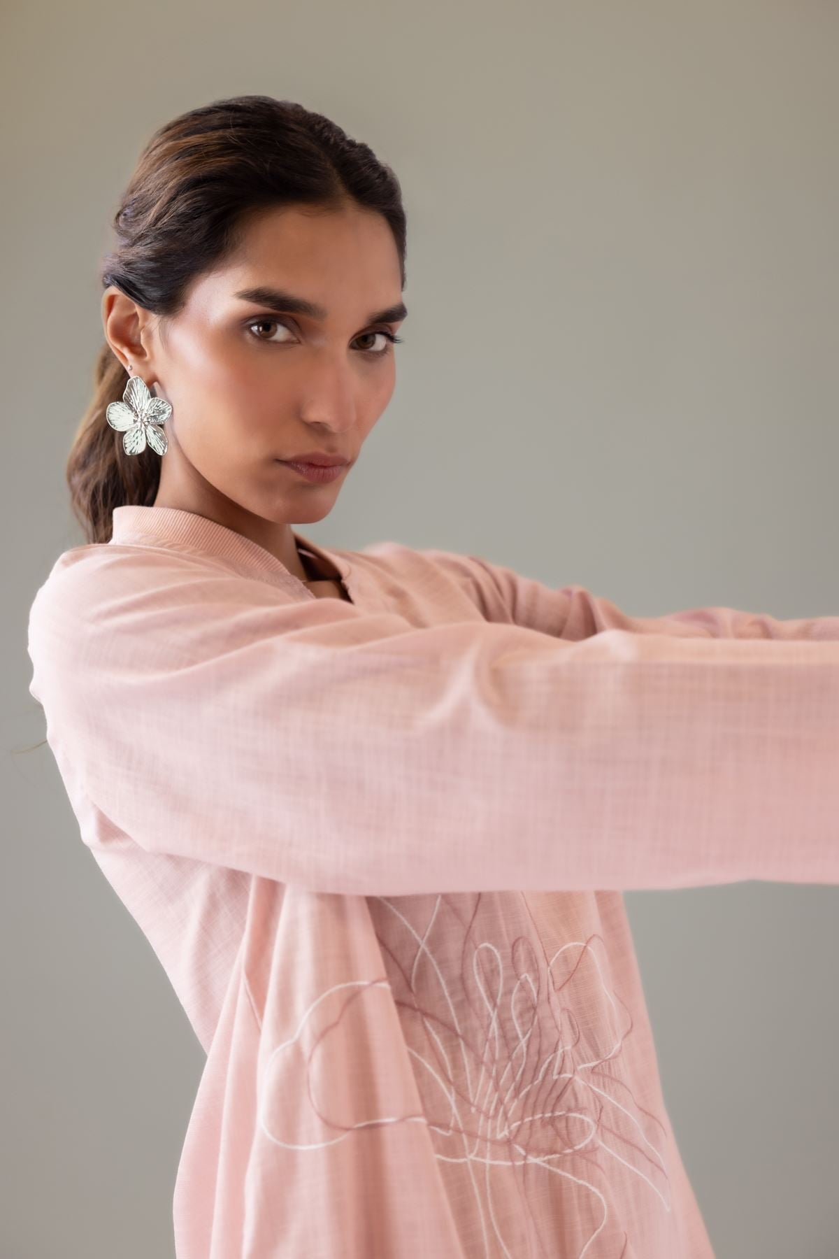 Embroidered Heavy Textured Cotton Kurta - 25-10-12E9-02TA-VG