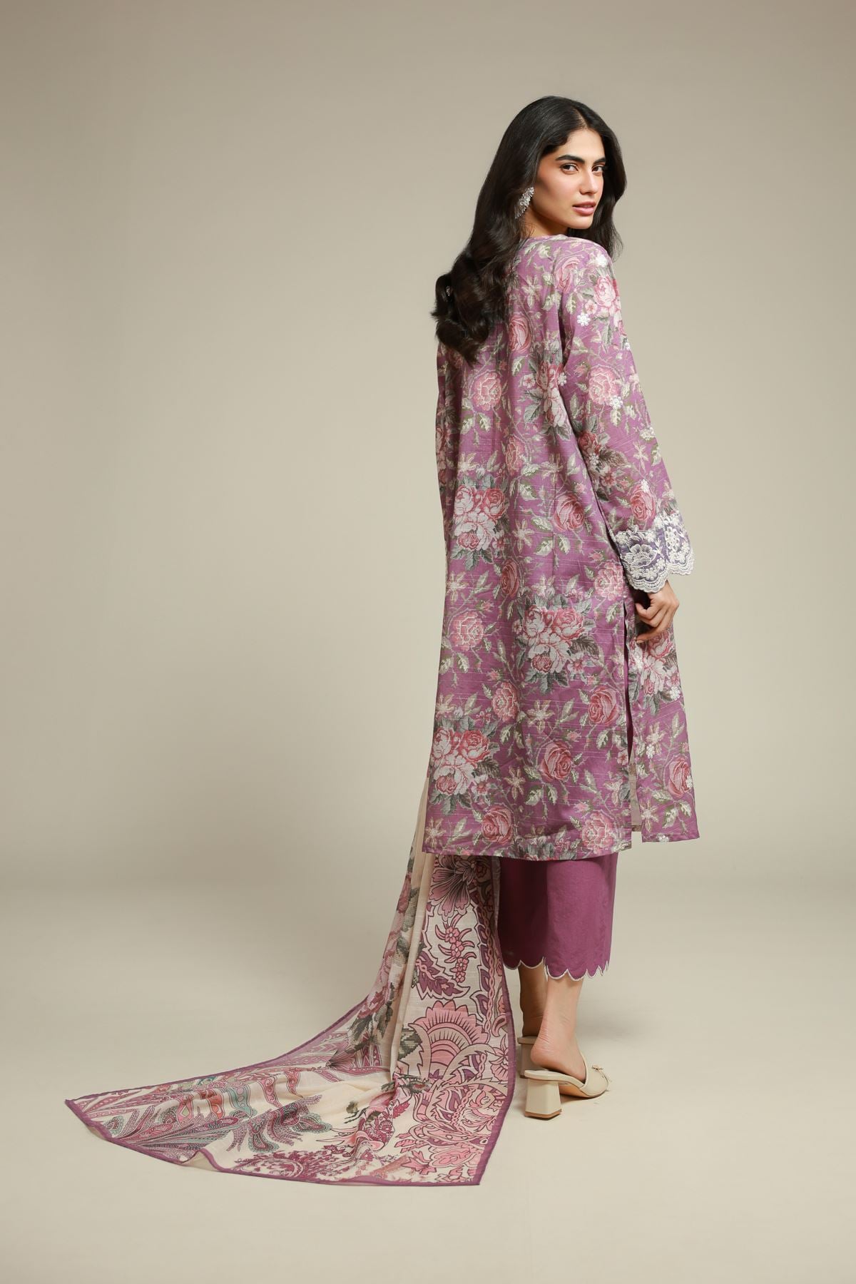 Embroidered Mesuri Fabrics 3 Piece - A22-26-123FA2-VG