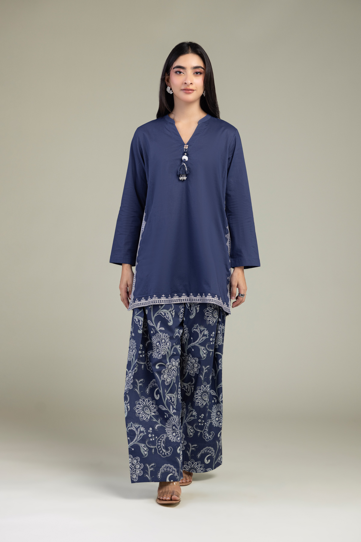 Embroidered Cambric Floral Cambric Shalwar - 8-26-303-A-C1-VG