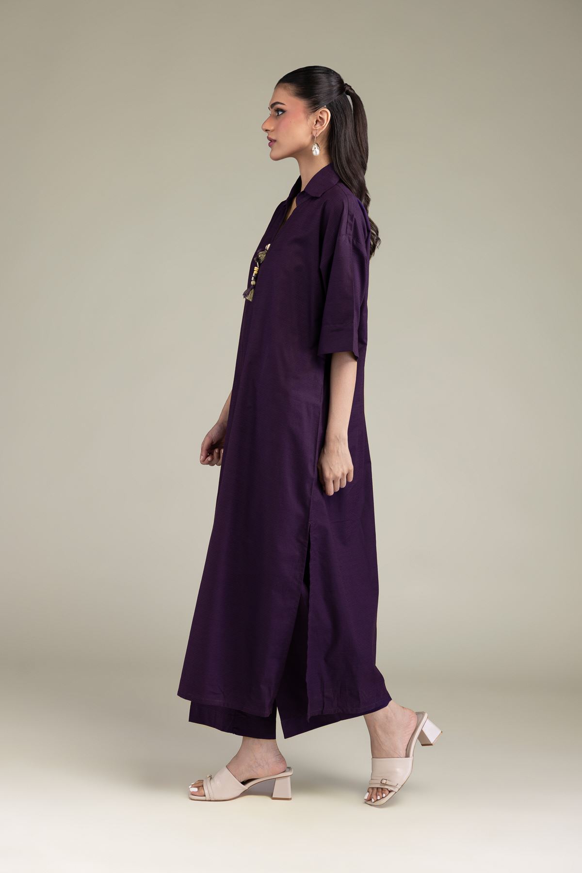 Dyed Textured Cotton Viscose Textured Cotton Kurta - 1-26-206-A-F1-VG
