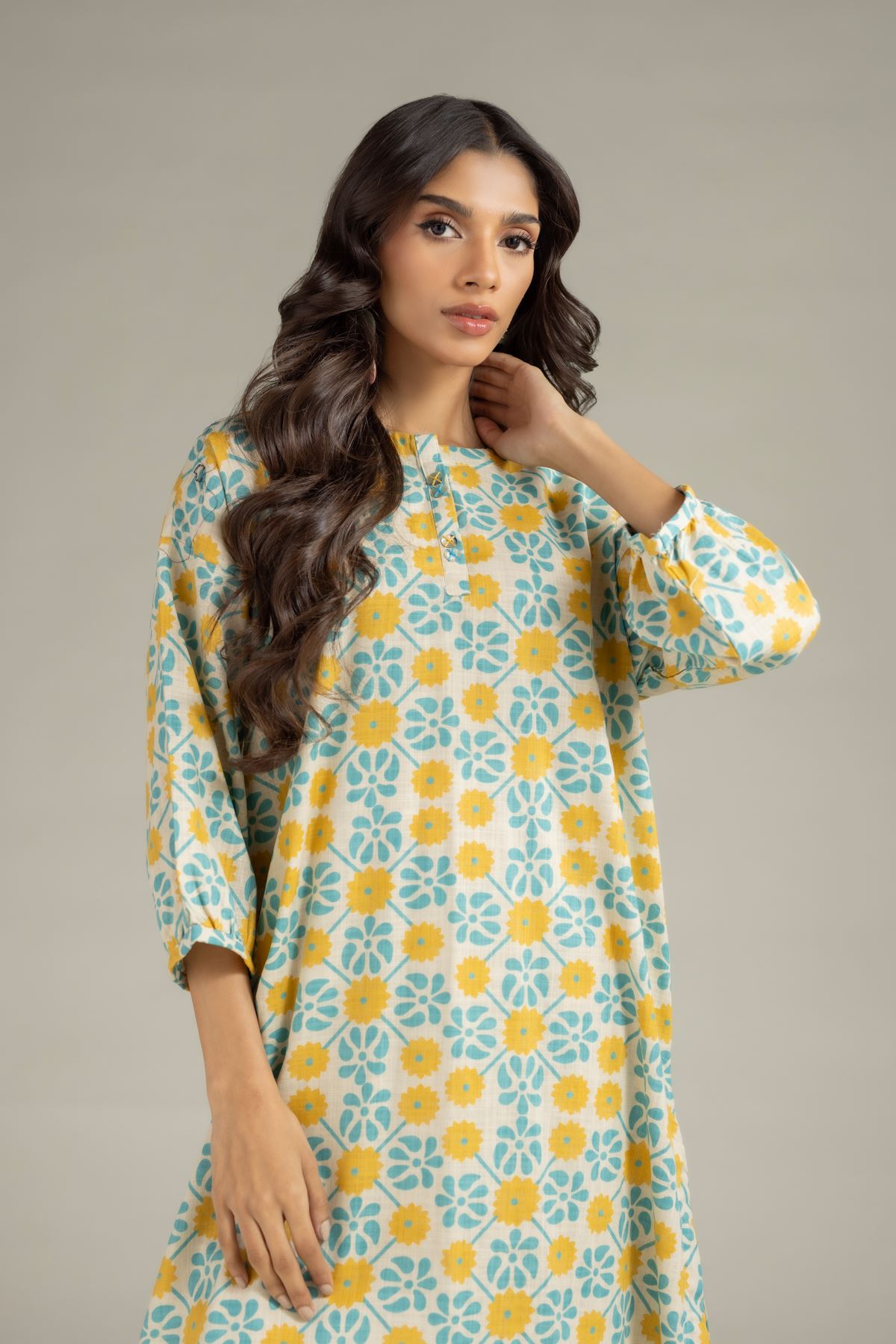 Printed Heavy Textured Cotton Kurta - 25-10-12E9-02TA-VG