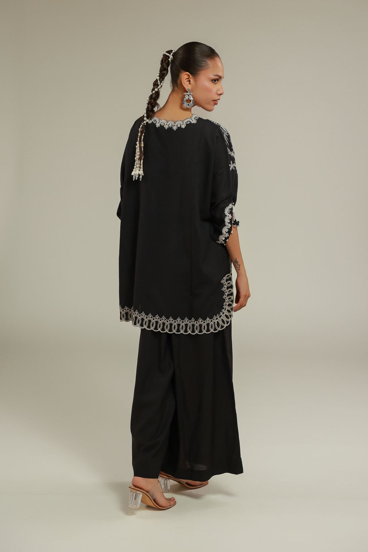 Embroidered Raw Silk Floral Pearled Kurta - 2-26-101-A-G-VG