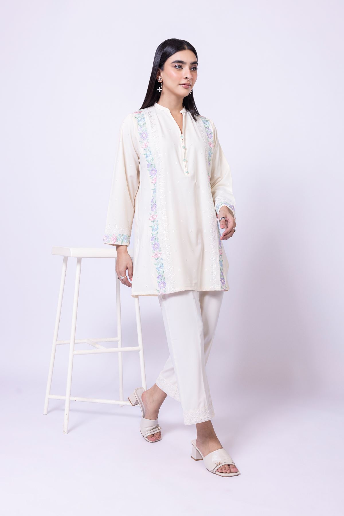 Embroidered Georgette Pants - 25-10-11E1-13TA-VG
