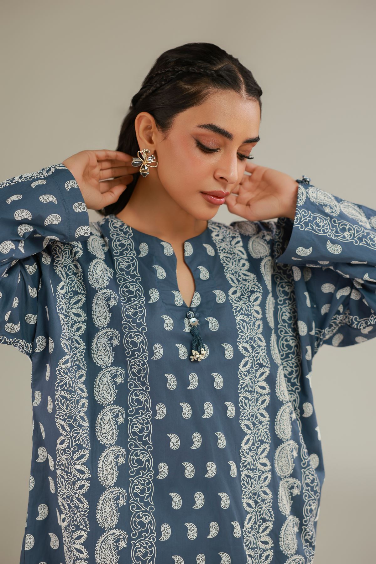 Cambric Printed Cambric Kurta - 25-00-X2-08TB-VG