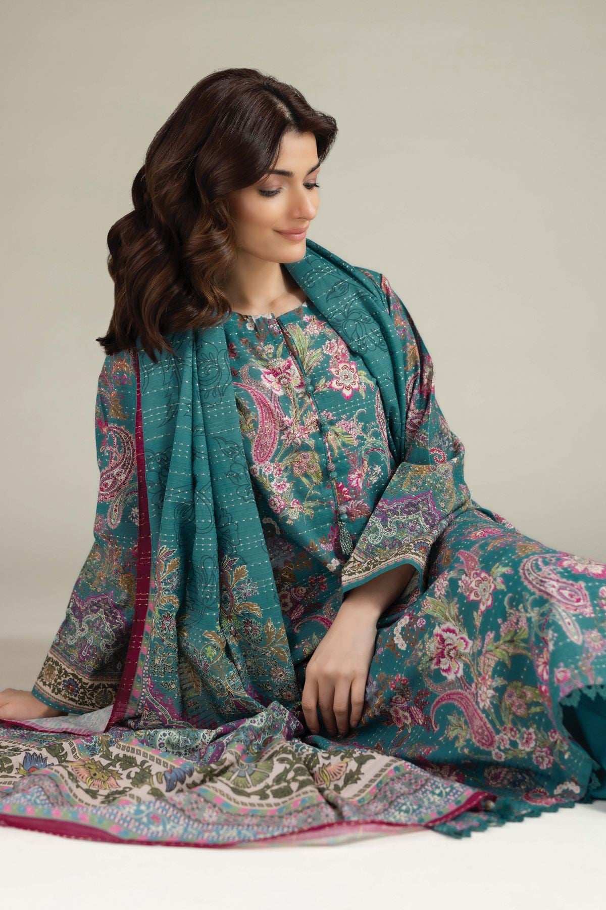 Printed Mesuri Dobby Tailored 3 Piece - T-A22-26-117FH2-VG
