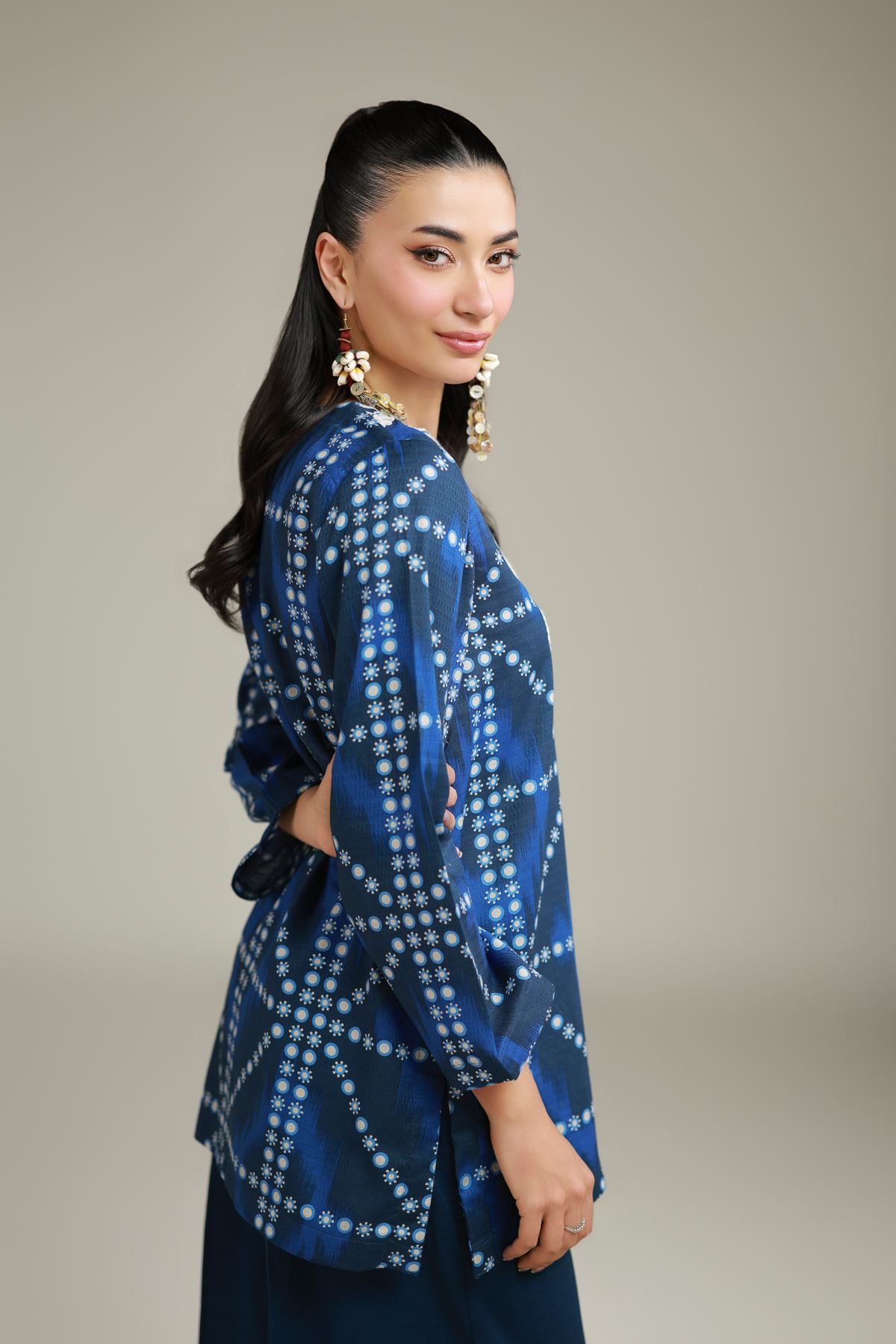 Embroidered Cotton Dobby Blue Cotton Kurta - 8-26-202-A-D1-VG