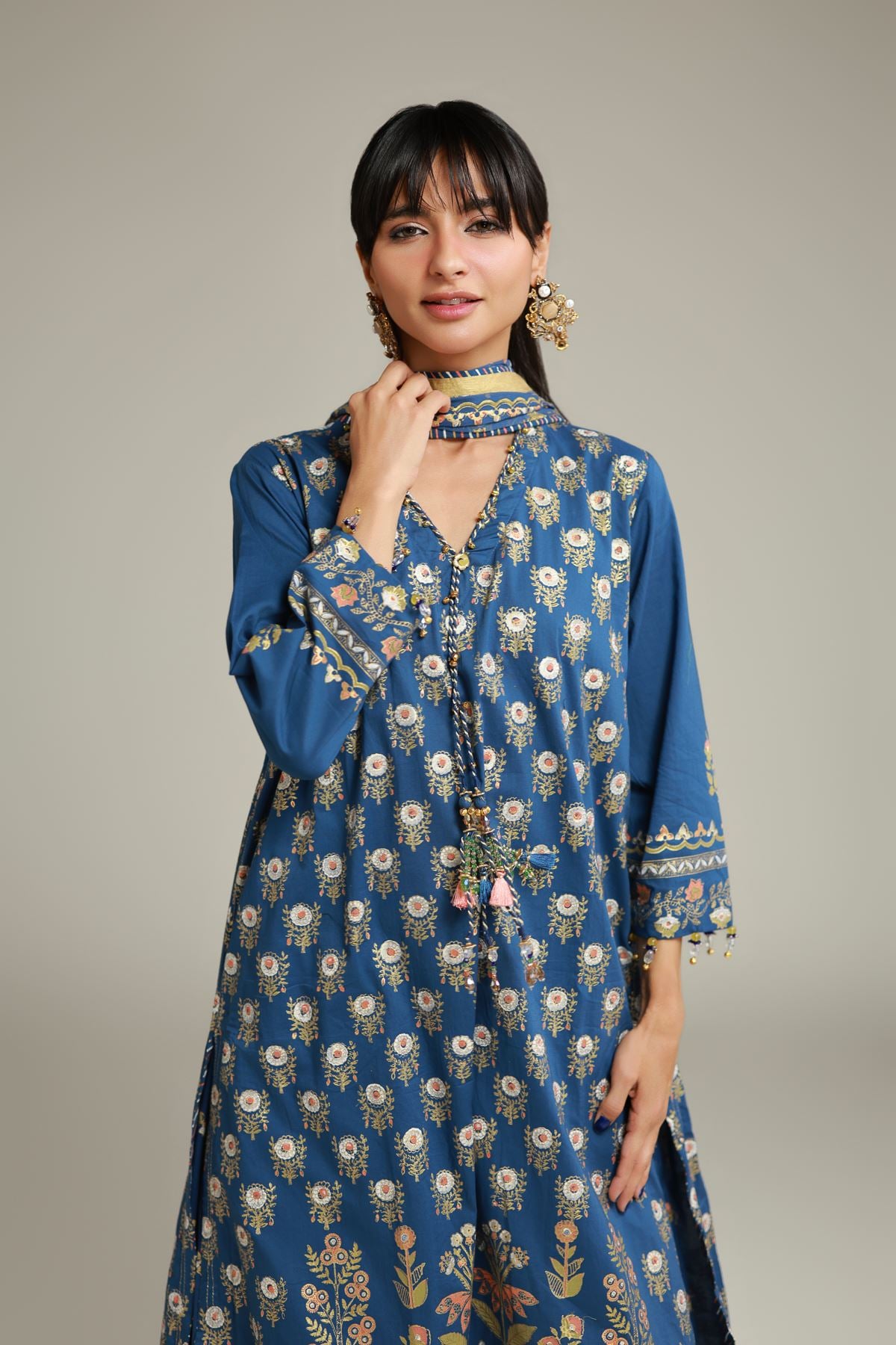 Printed Cambric Floral Co-ords Set - 12-26-115-F-B-VG