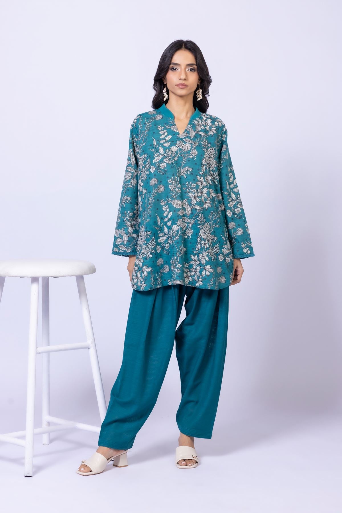 Printed Textured Cotton Kurta - 25-10-11E1-07TA-VG