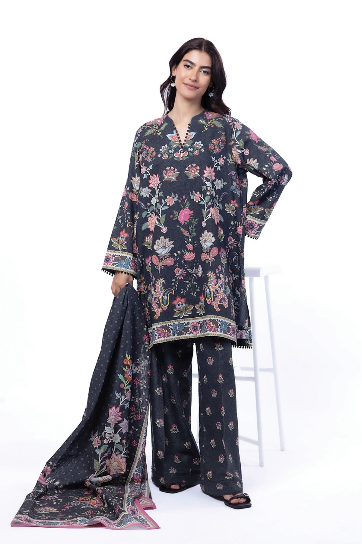 Printed Karandi Fabrics 3 Piece - KW33B-VG