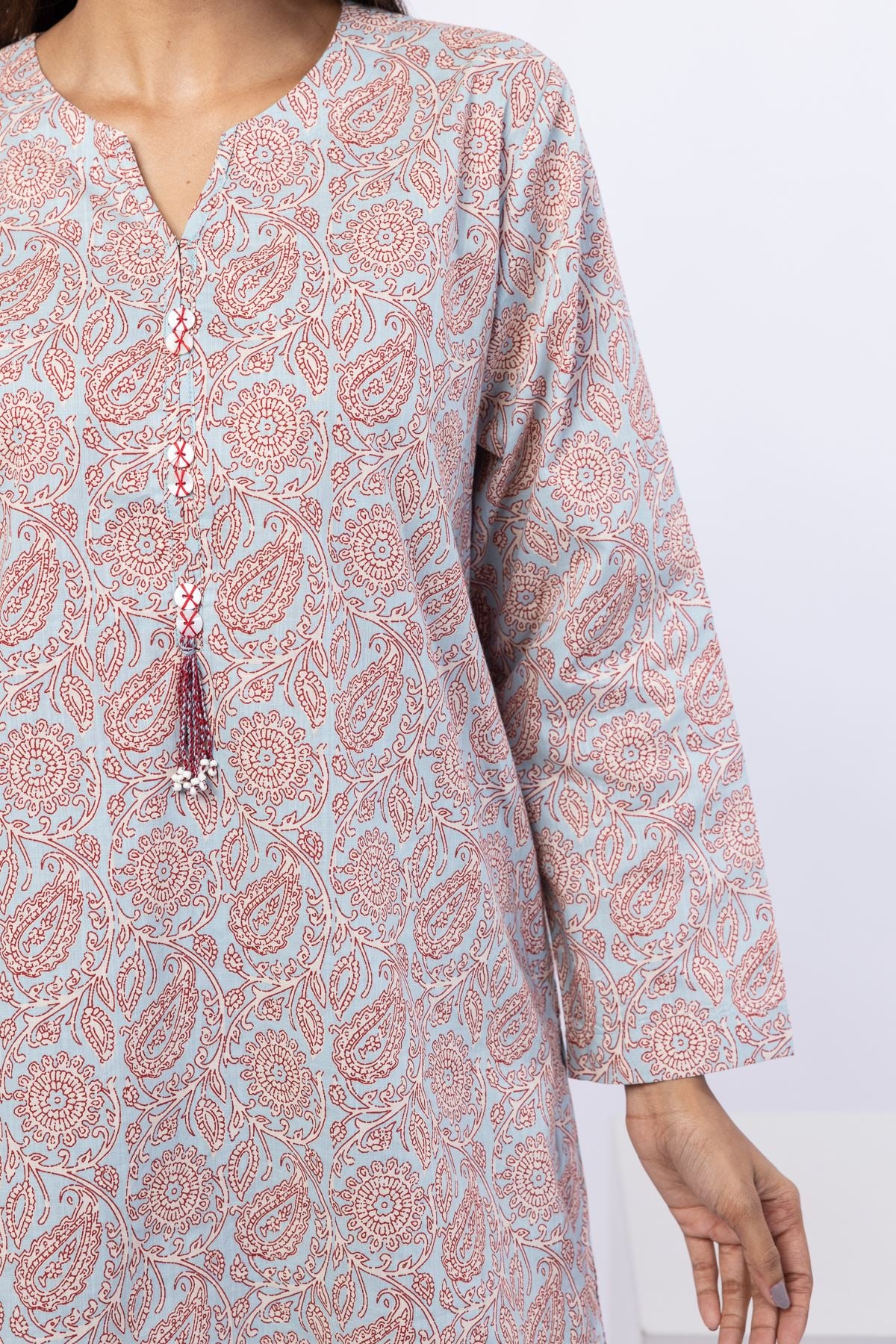Printed Crosshatch Poplin Kurta - 25-08-8E6-02TA-VG