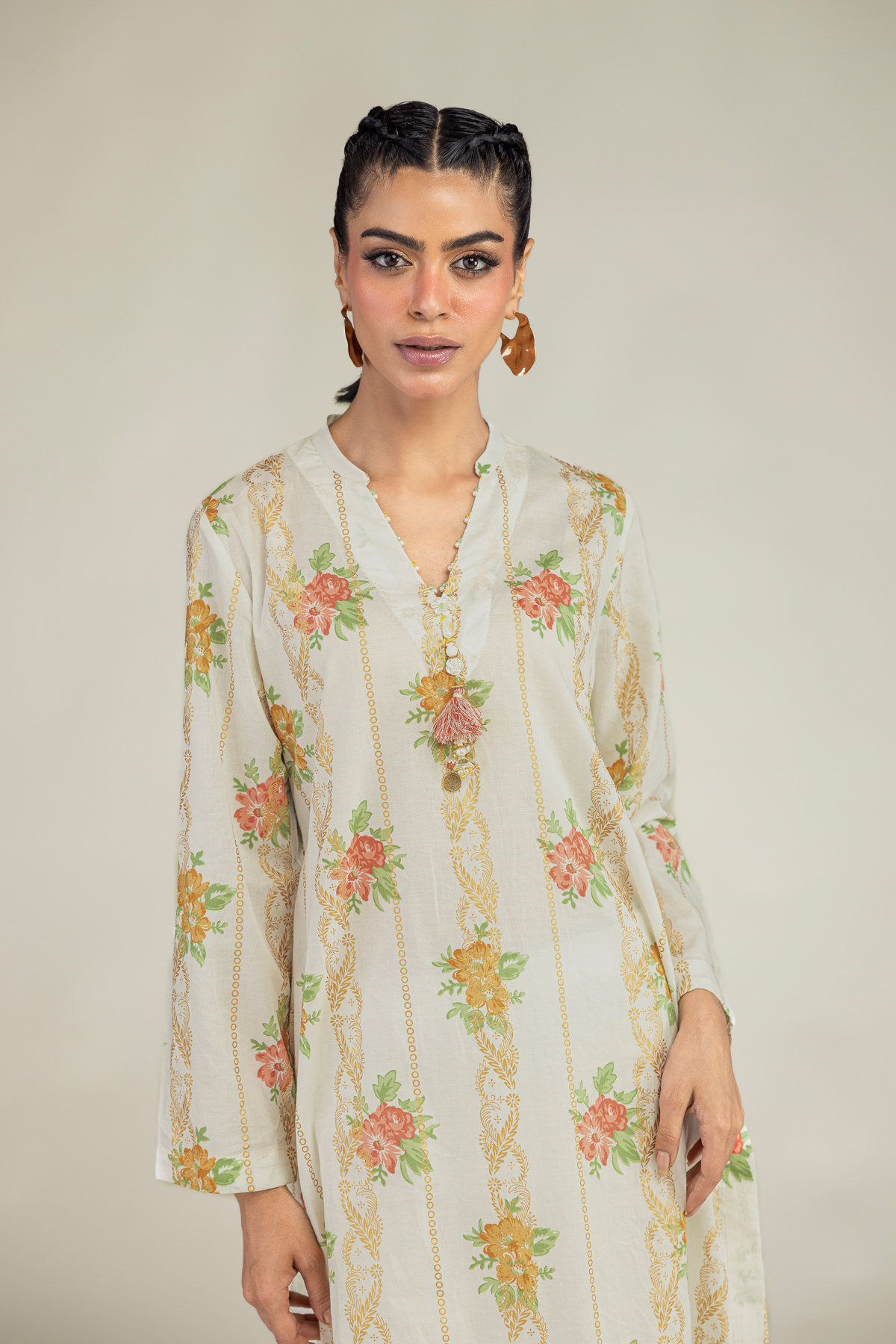 Printed Cambric Long Cambric Kurta - 1-26-212-A-E1-VG