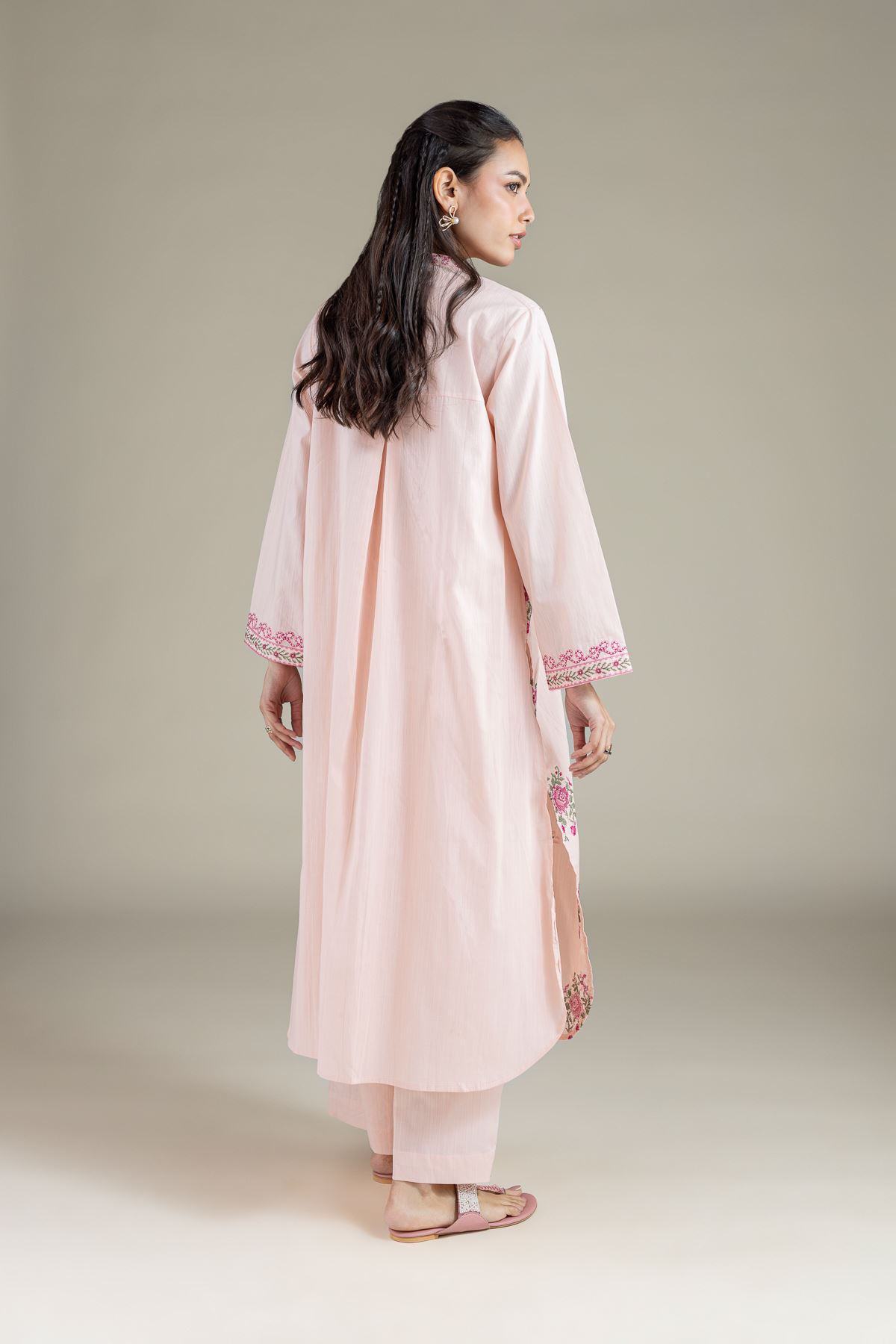 Embroidered Textured Cambric Floral Kurta - 1-26-120-A-D-VG