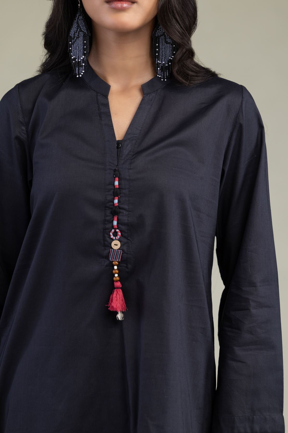 Printed Cambric Solid Black Kurta - R-1-26-114-B-C-VG