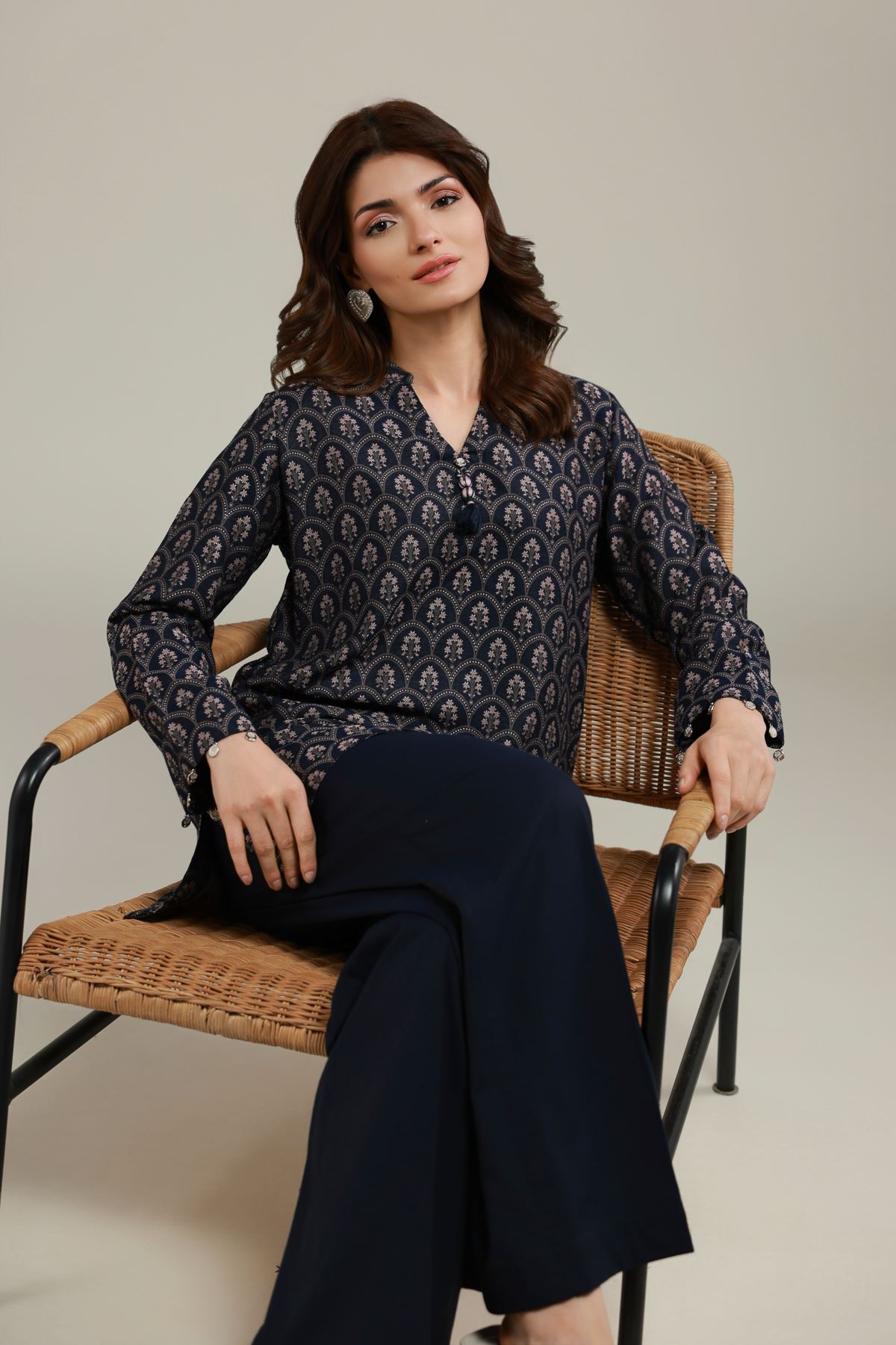 Dyed Jacquard Kurta - 25-07-7E8-11TA-VG