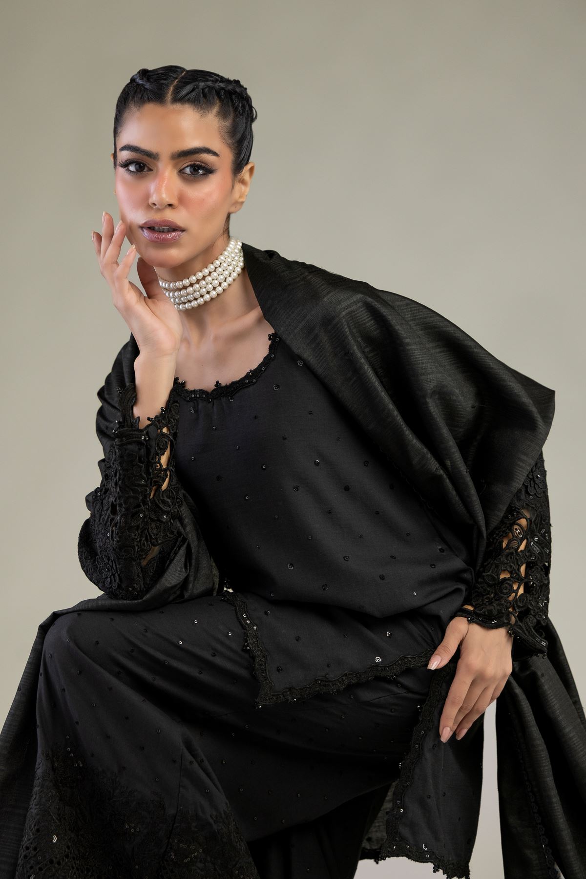 Raw Silk 3-Piece Co-ord Set - T-A33-26-210FF2-VG