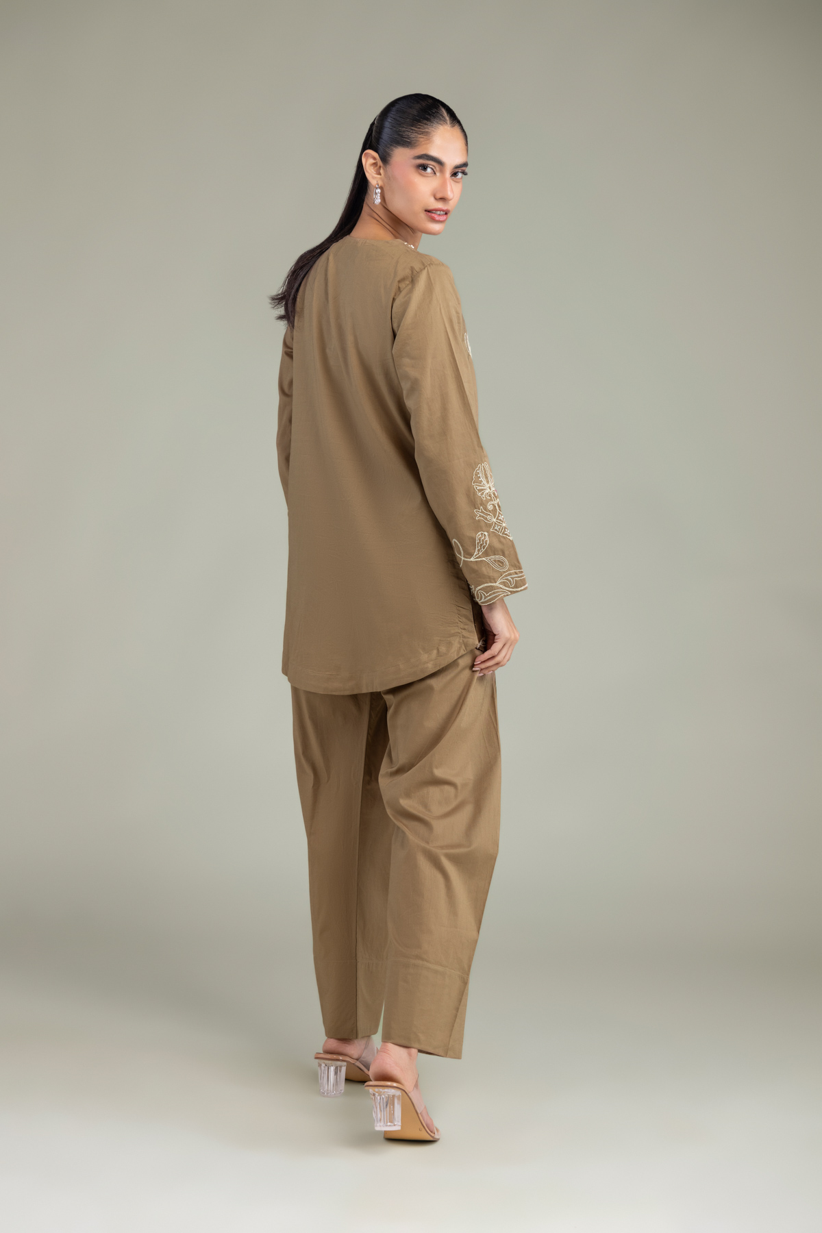 Embroidered Cambric V-neck Cambric Kurta - 1-26-102-A-F-VG