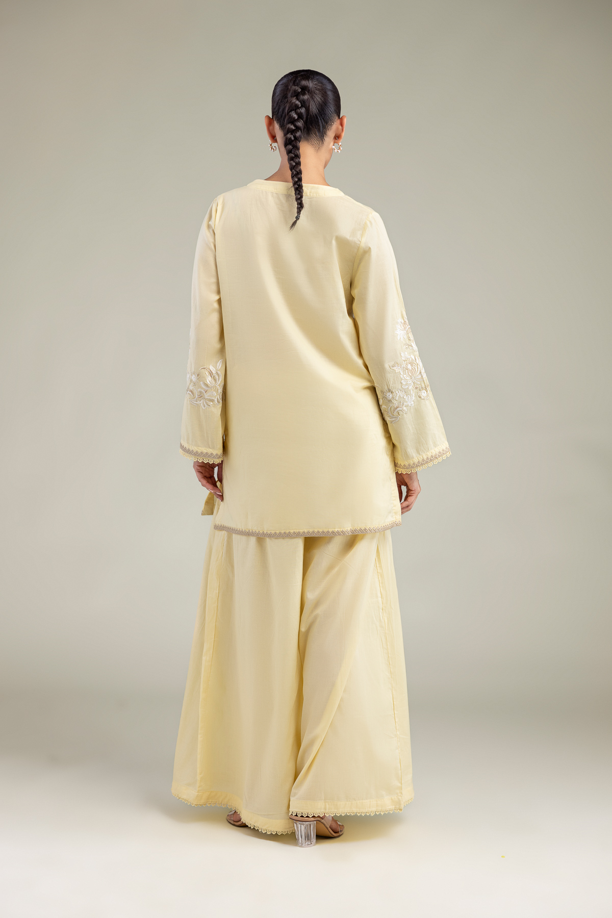Embroidered Cambric Floral Yellow Kurta - 1-26-102-A-F-VG