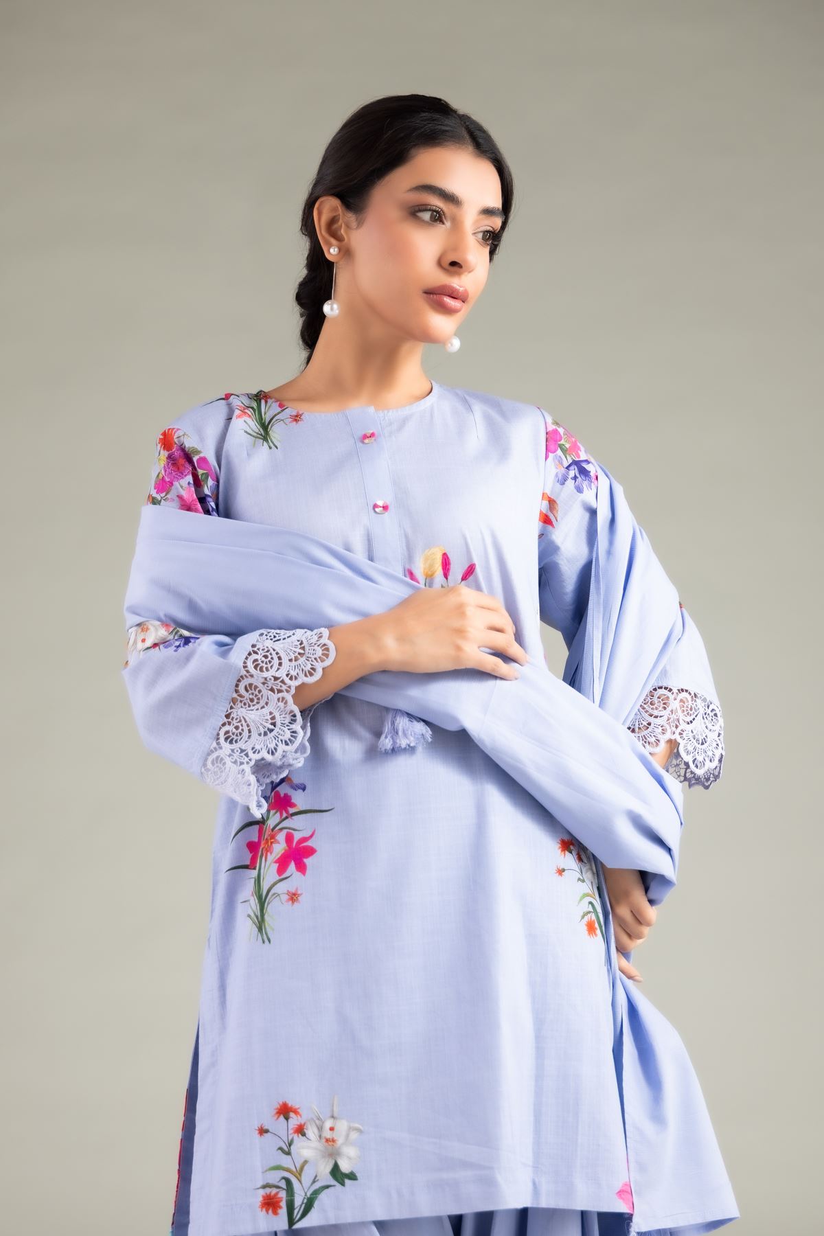 Dyed Textured Lawn Dupatta - 1-26-102-A-F-VG