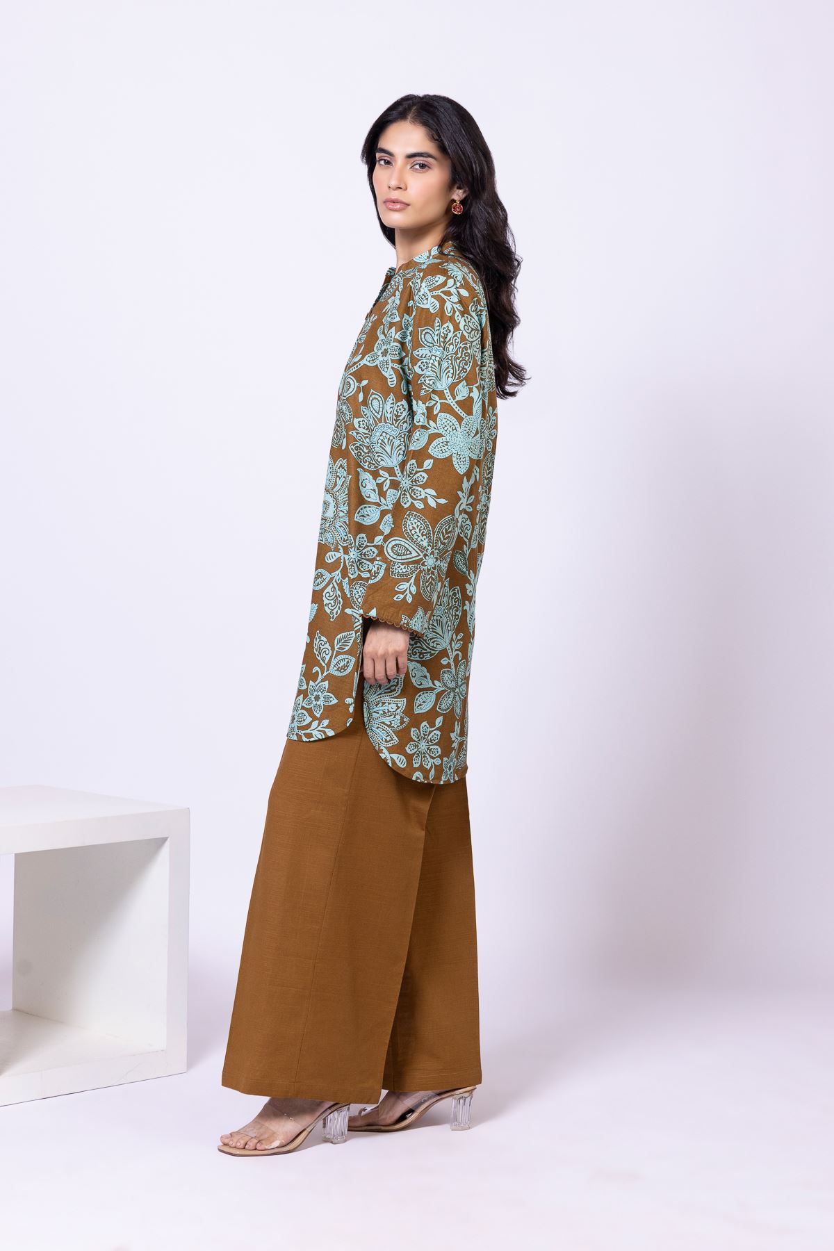 Printed Khaddar Kurta - 25-10-11E6-07TA-VG