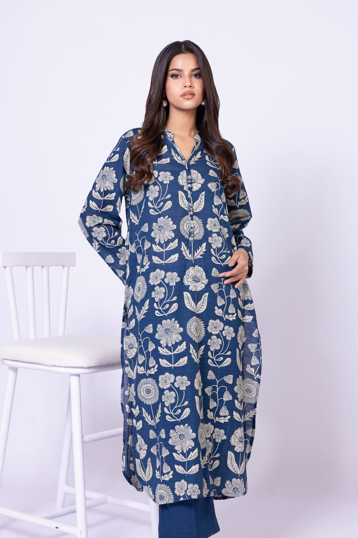 Printed Khaddar Kurta - 25-09-10E1-09TB-VG