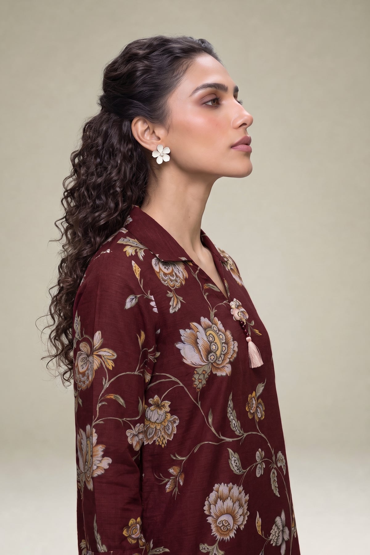 Printed Light Khaddar Floral Khaddar Kurta - 1-26-415-A-G1-VG