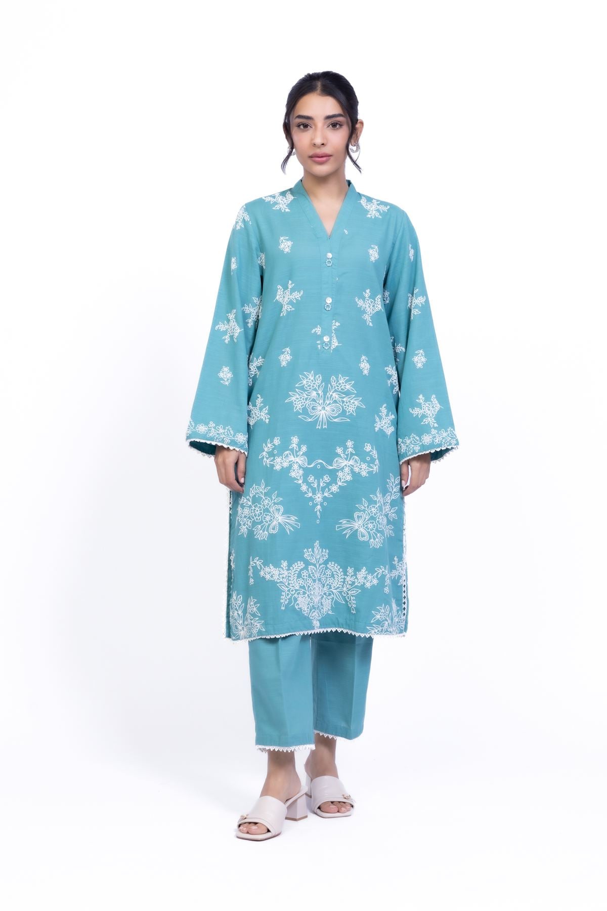 Printed Khaddar Pants - 1-26-101-A-D-VG