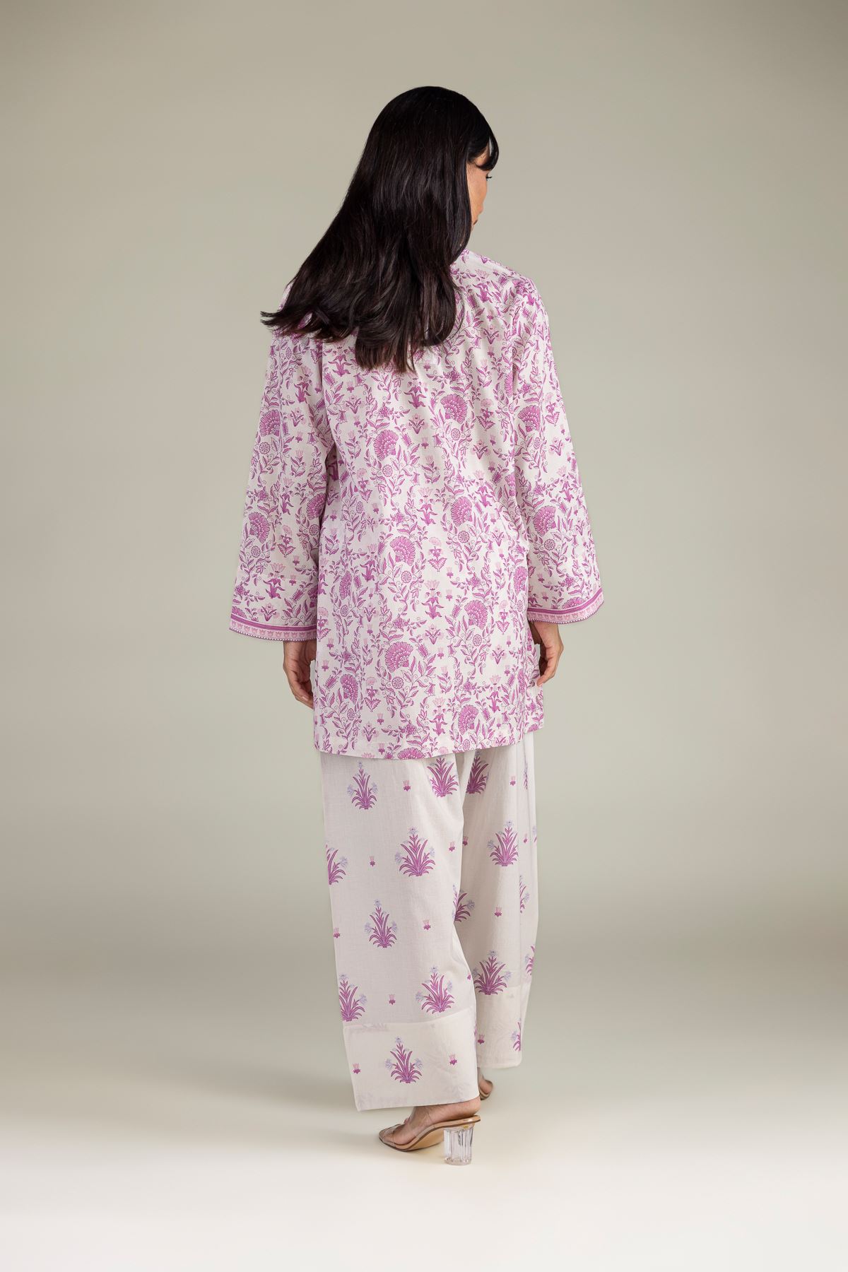 Printed Cambric Short Floral Kurta - 1-26-322-B-A1-VG