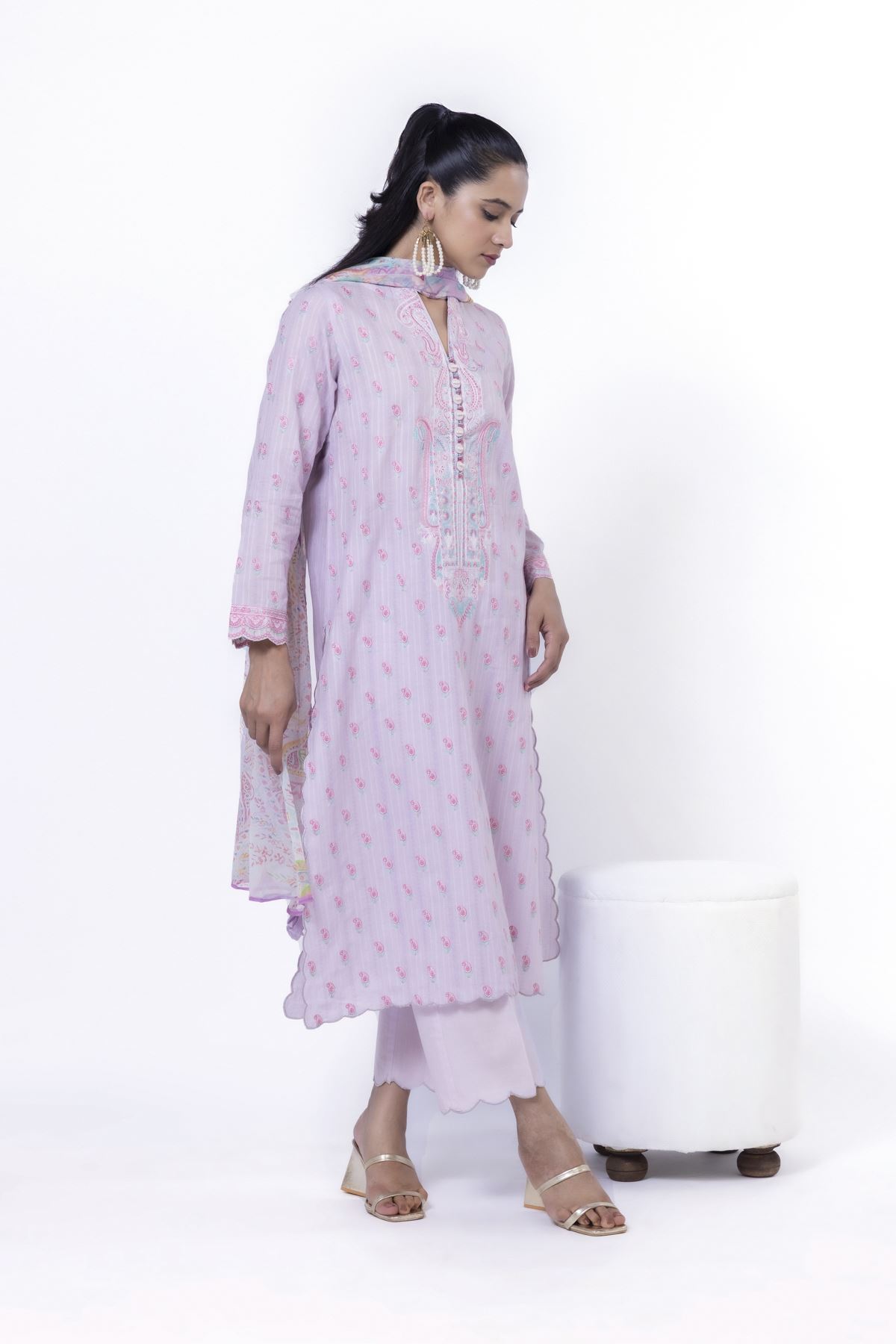 Embroidered Cambric Fabrics 3 Piece - CA02A-VG