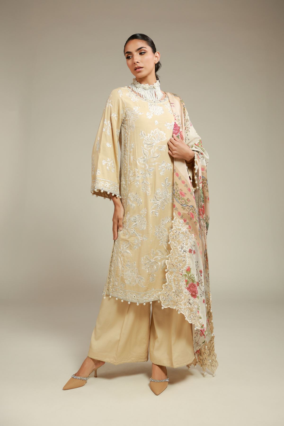 Embroidered Mesuri Dupatta - 25-12-12S4-06TA-VG