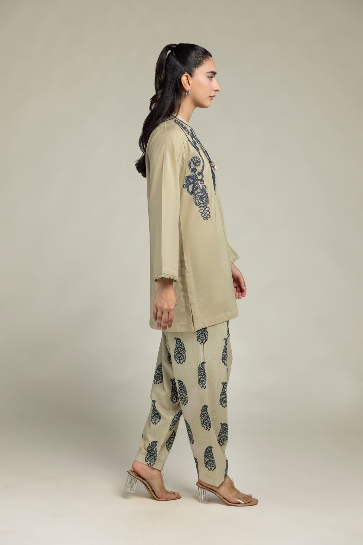 Embroidered Cambric Beige Paisley Shalwar - 1-26-321-B-G1-VG