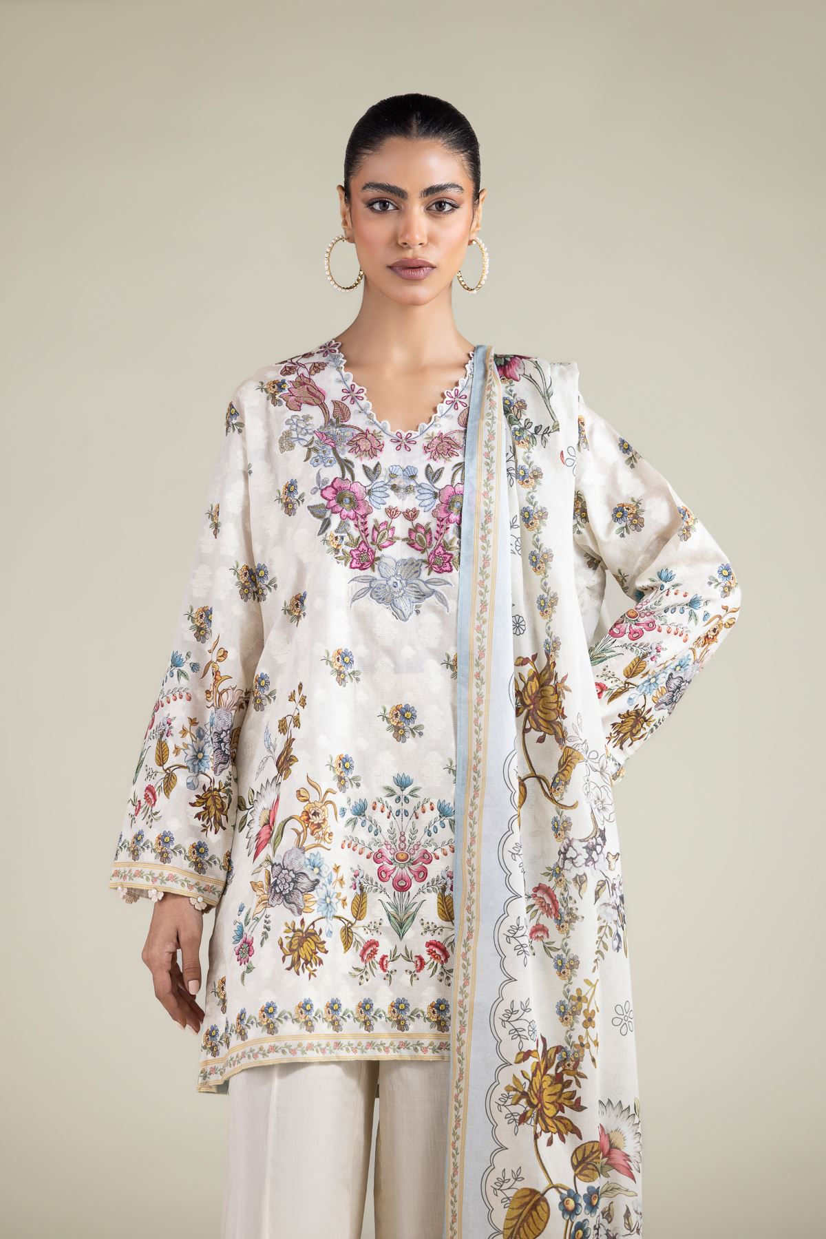 Embroidered Broshia Fabrics 3 Piece - A22-26-214FH1-VG