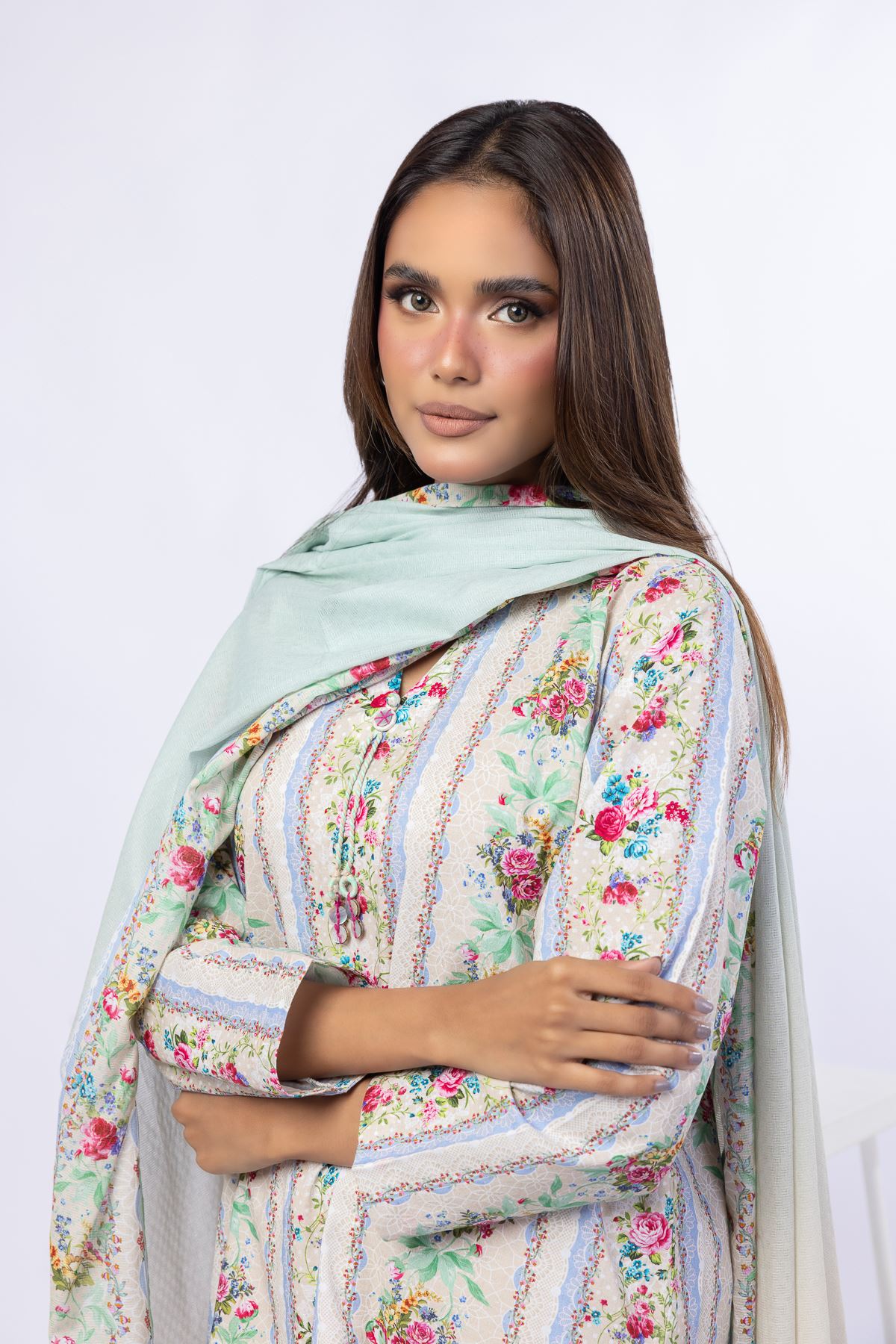 Printed Cotton Square Dupatta - 25-08-8E5-04TA-VG
