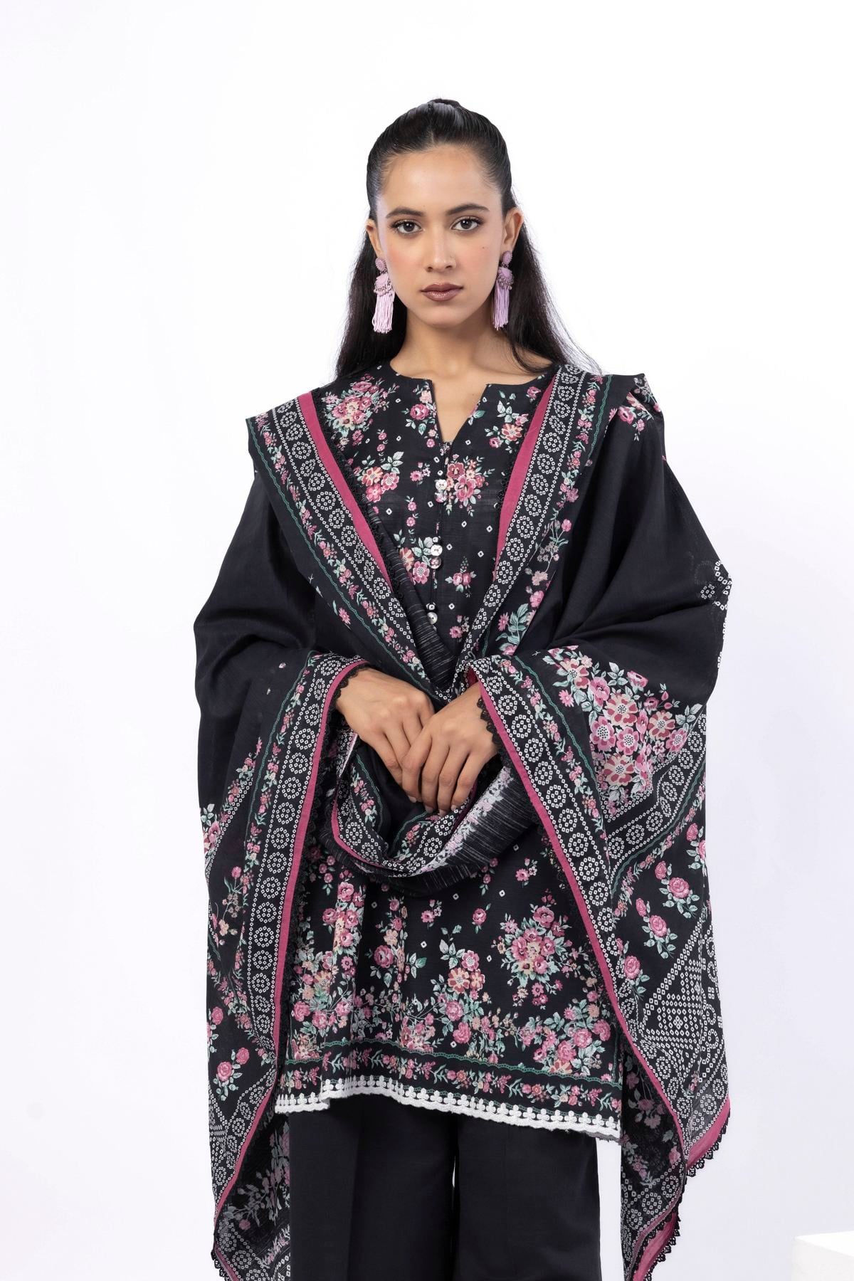 Embroidered Light Khaddar Fabrics 3 Piece - KW57A-VG