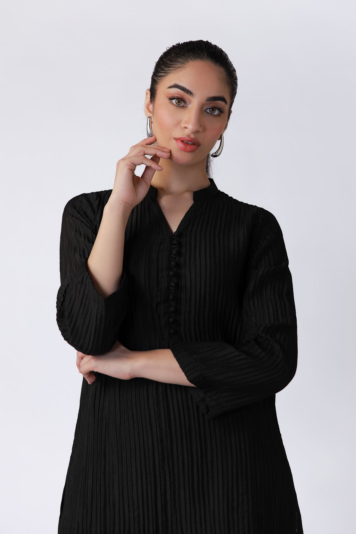 Dyed Ripple Crinkle Kurta - 25-07-7E7-09TA-VG