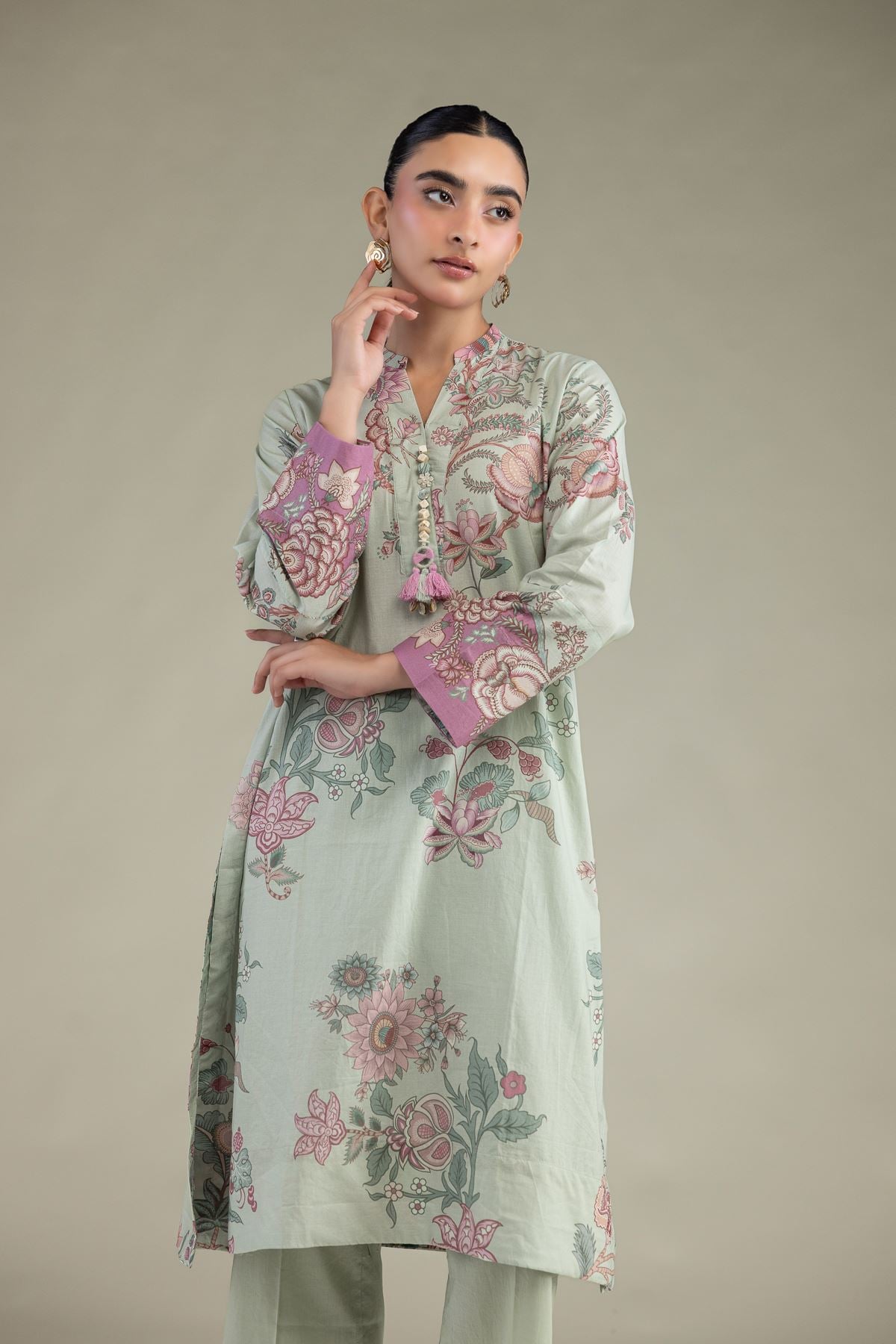 Printed Cambric Floral Cambric Kurta - 1-26-316-A-D1-VG