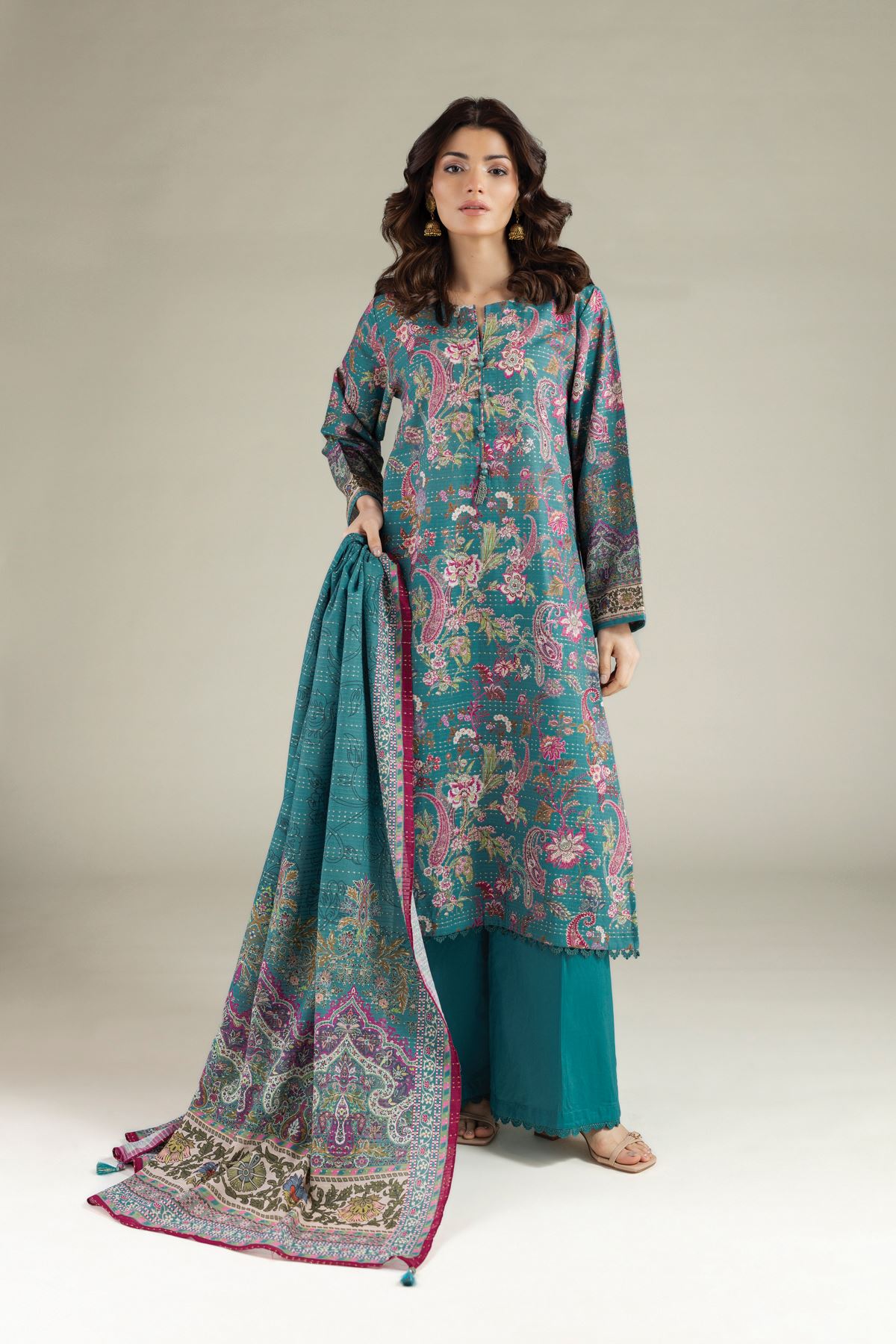 Printed Mesuri Dobby Tailored 3 Piece - T-A22-26-117FH2-VG
