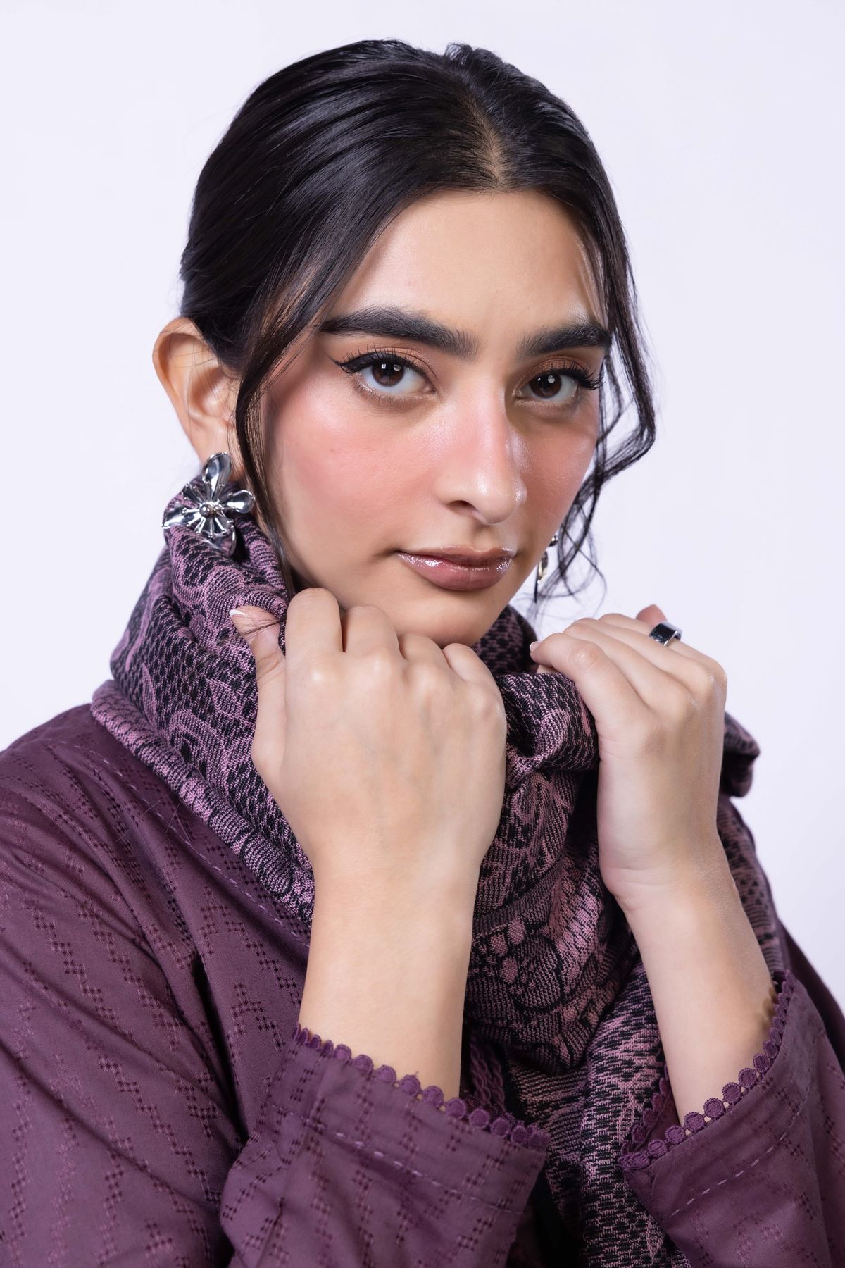 Dyed Acrylic Jacquard Shawl - 25-09-11E11-10TA-VG